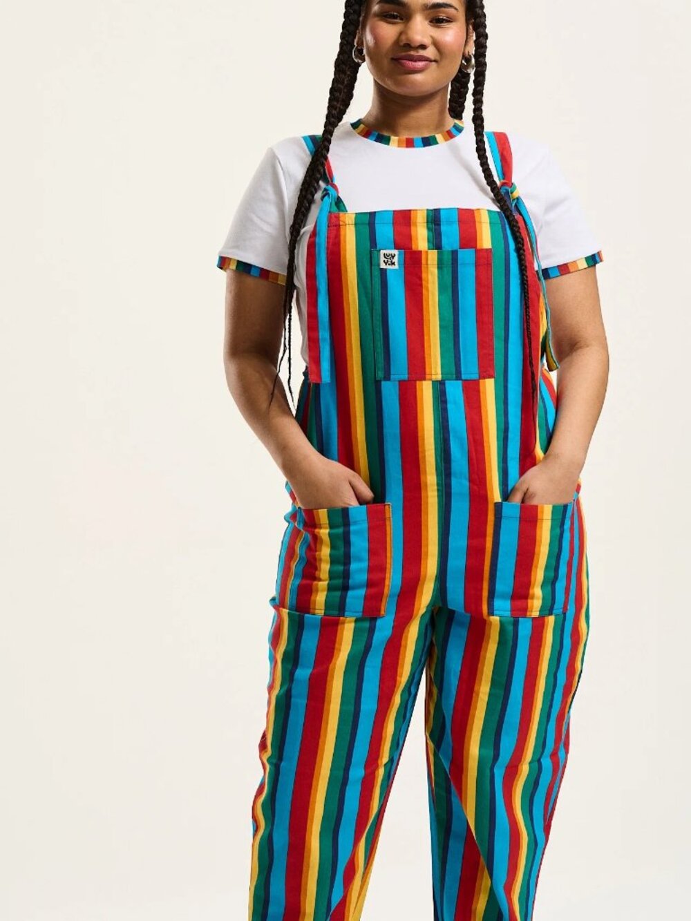 Lucy & Yak Original Dungarees Rainbow Stripe NWOT UK 22R